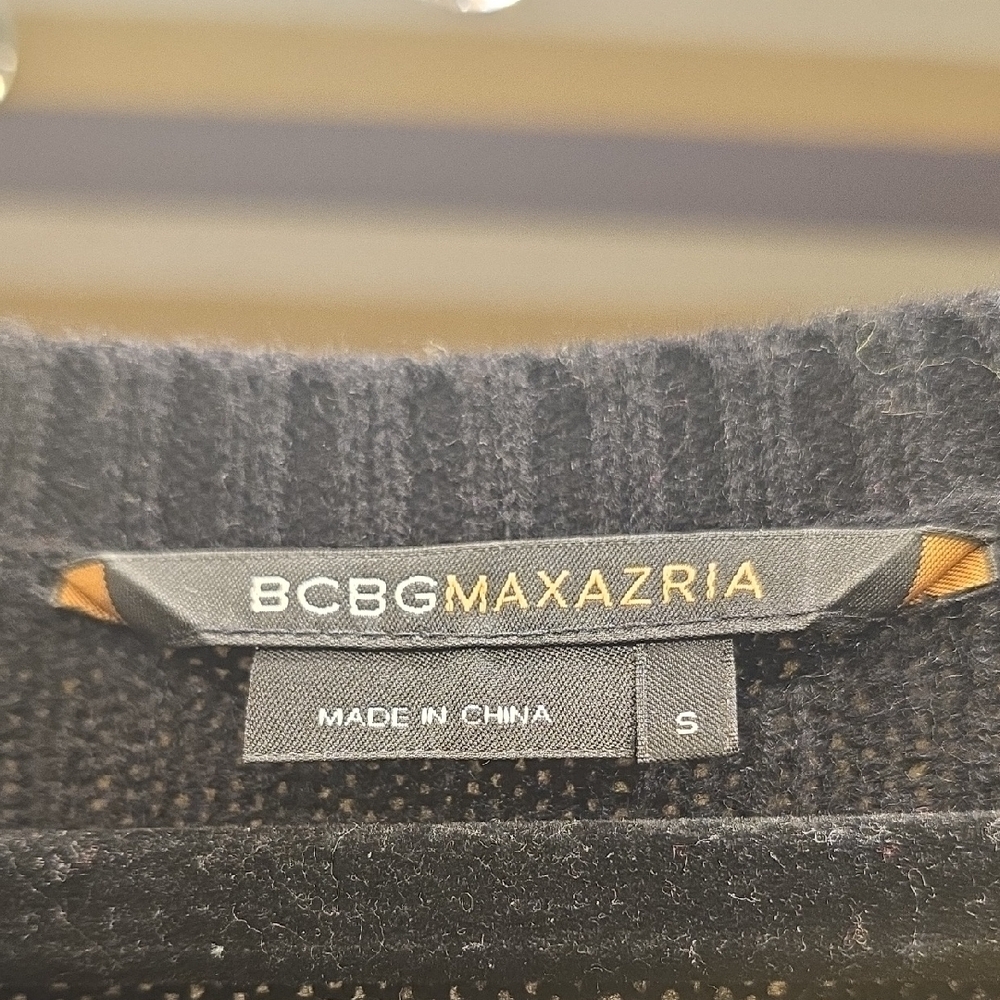 BCBGMaxAzria Lamb's Wool Black Long Sleeve Knit Dress - Picture 2 of 16